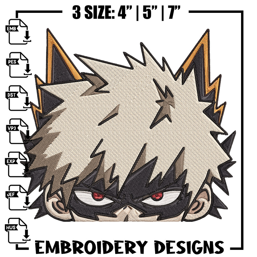 Bakugo Peeker Embroidery Design, Mha Embroidery, Embroidery File, Anime Embroidery, Anime shirt, Digital download.jpg