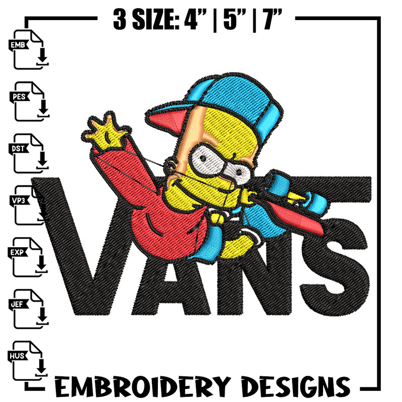 Bart Simpson Vans Embroidery design, Simpson Embroidery, cartoon design, Embroidery File, Digital download..jpg