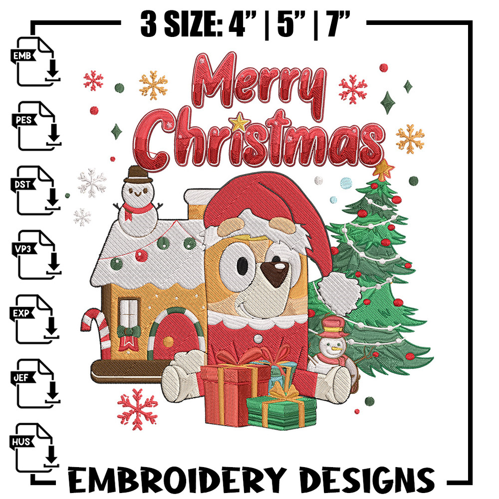 Bingo merry chrismas Embroidery Design,Bluey Embroidery, Embroidery File, Chrismas Embroidery, Digital download.jpg