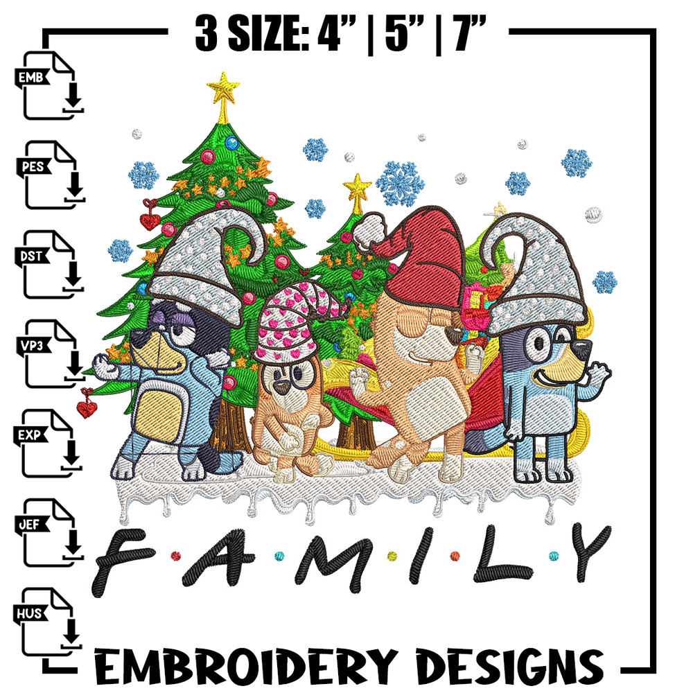 Bluey family Embroidery Design, Bluey Embroidery, Embroidery File, Chrismas Embroidery, Anime shirt, Digital download.jpg