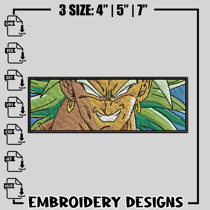 Broly embroidery design, dragon ball embroidery, anime design, logo design, anime shirt, Instant download.jpg