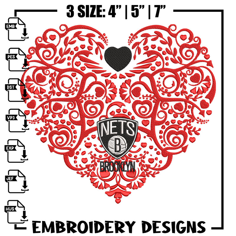Brooklyn Nets heart embroidery design, NBA embroidery,Sport embroidery, Logo sport embroidery, Embroidery design.jpg