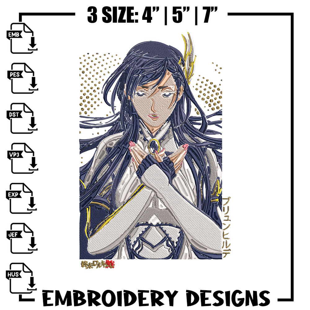 Brunhilde poster Embroidery Design, Ragnarok Embroidery, Embroidery File, Anime Embroidery, Anime shirt,Digital download.jpg