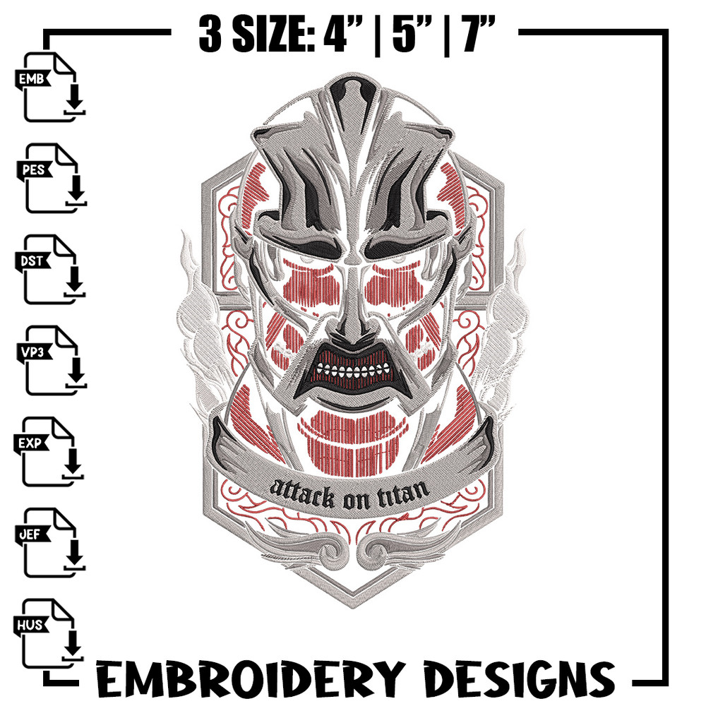 Colossal poster Embroidery Design, Aot Embroidery, Embroidery File, Anime Embroidery, Anime shirt, Digital download.jpg