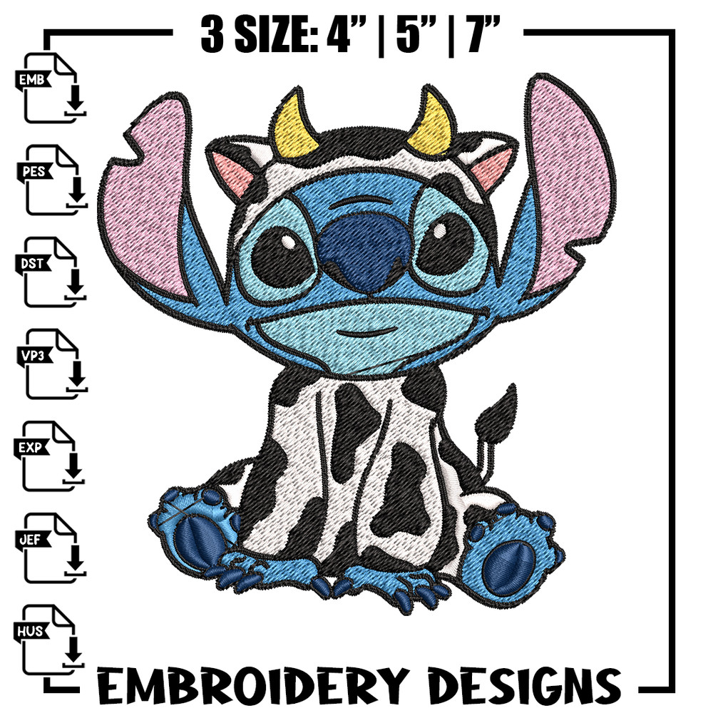 Cow Stitch Embroidery design, Cow Stitch Embroidery, cartoon design, Embroidery File, cartoon shirt, Digital download..jpg