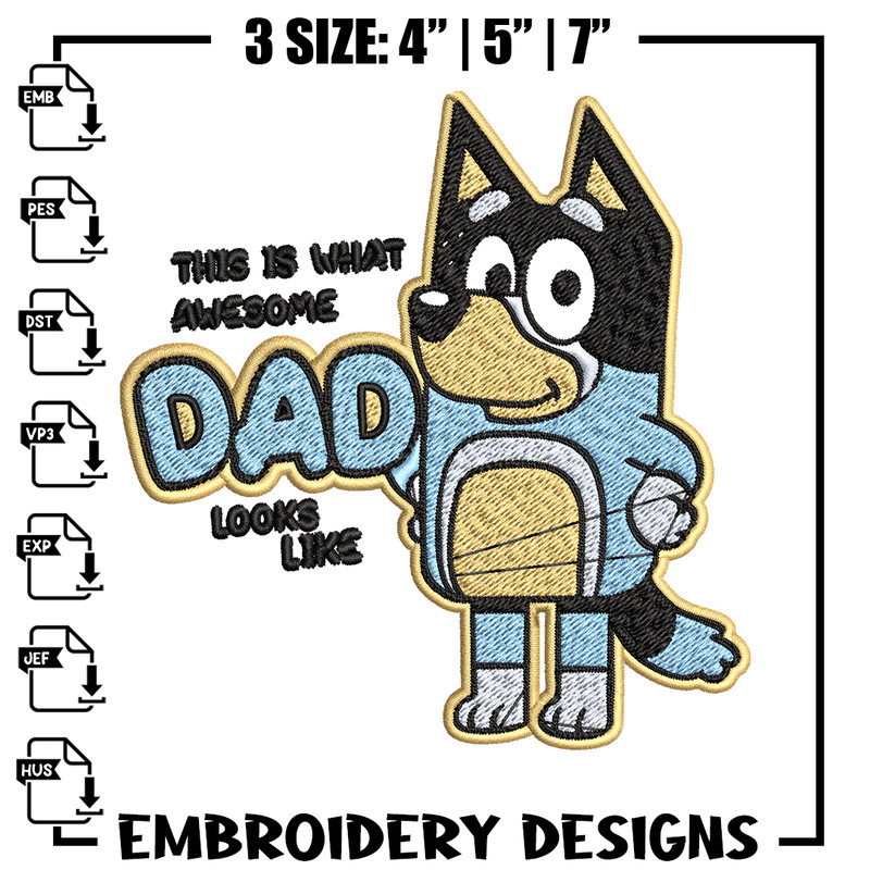 Dad bluey Embroidery, bluey Embroidery, Embroidery File, cartoon shirt, cartoon design, logo shirt, Digital download..jpg