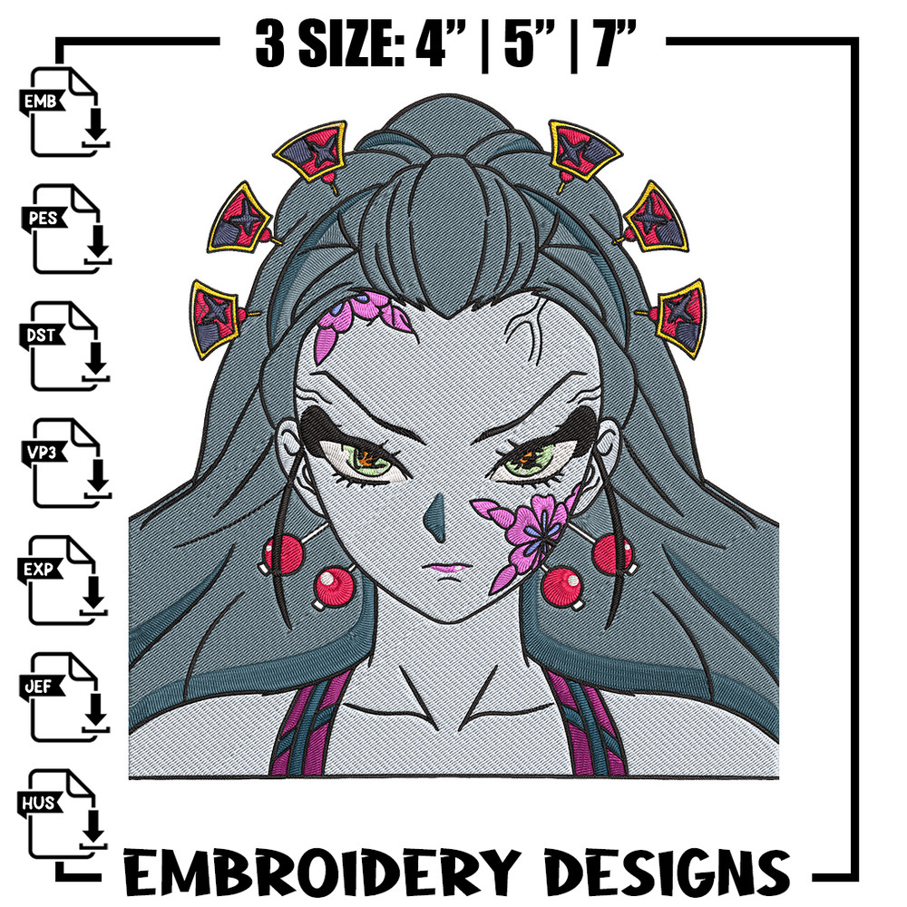 Daki face Embroidery Design, Demon slayer Embroidery, Embroidery File, Anime Embroidery, Anime shirt, Digital download.jpg