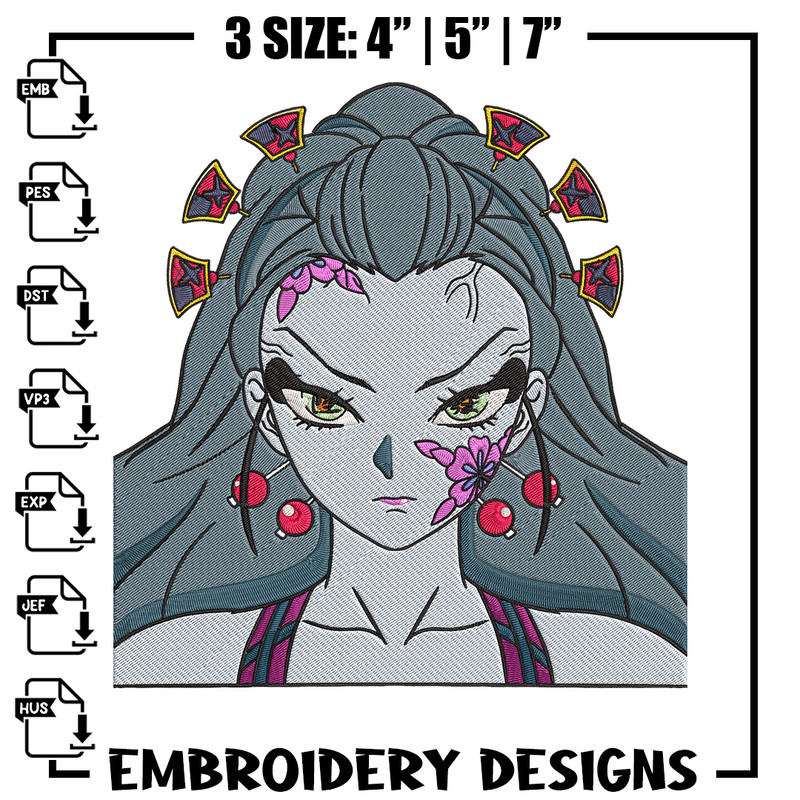 Daki face Embroidery Design, Demon slayer Embroidery, Embroidery File, Anime Embroidery, Anime shirt, Digital download.jpg