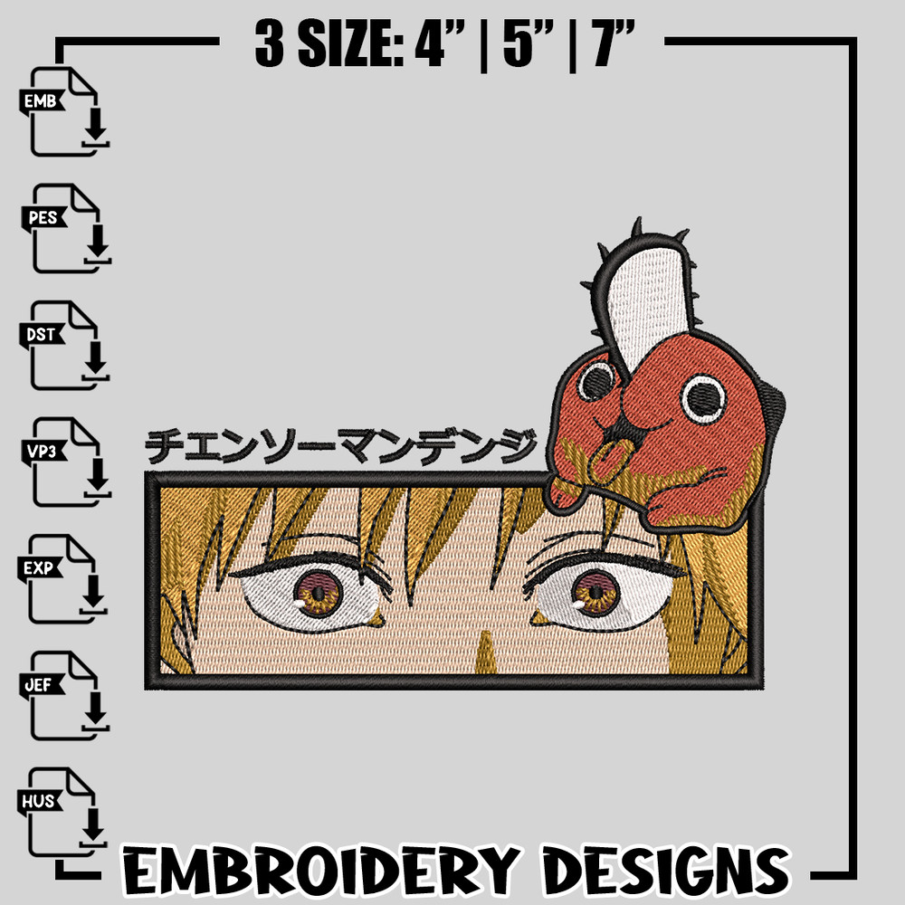 Denji Eyes embroidery design, Chainsaw Man embroidery, anime design, logo design, anime shirt, Instant download.jpg
