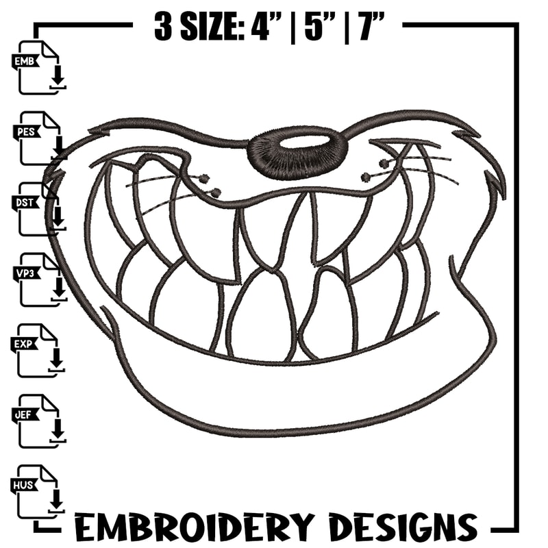 Dog black white embroidery design, cartoon embroidery, cartoon design, Embroidery file, cartoon shirt, Instant download.jpg