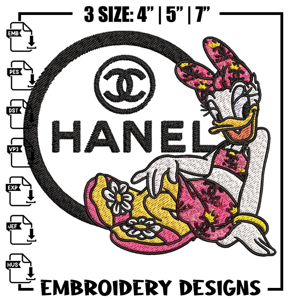 Duck cartoon chanel Embroidery Design,Chanel Embroidery, Embroidery File, Brand Embroidery, Logo shirt, Digital download.jpg