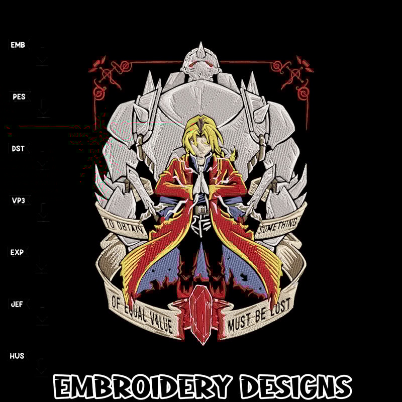 Edward Elric Embroidery Design, Fullmetal Embroidery,Embroidery File,Anime Embroidery, Anime shirt, Digital download.jpg