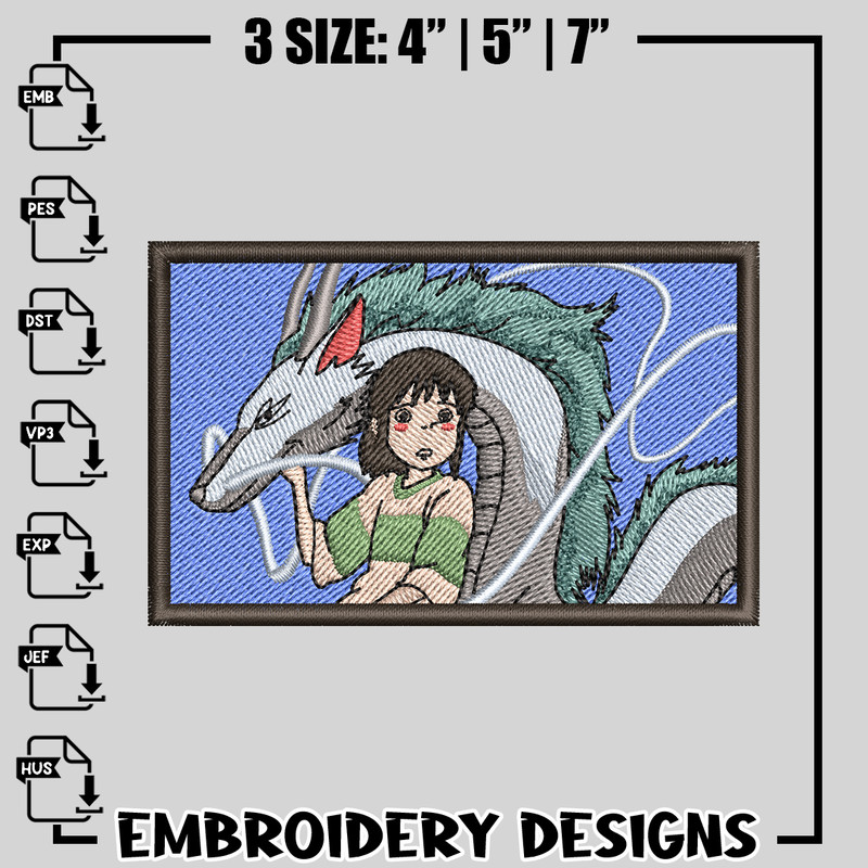 El viaje de Chihiro embroidery design, Spirited Away embroidery, logo design, anime design, Digital download.jpg