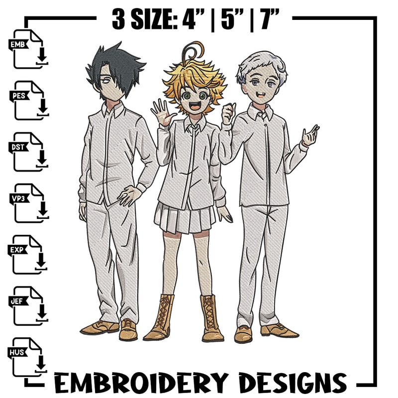 Emma friends Embroidery Design, Oyakusoku Embroidery, Embroidery File, Anime Embroidery, Anime shirt, Digital download.jpg