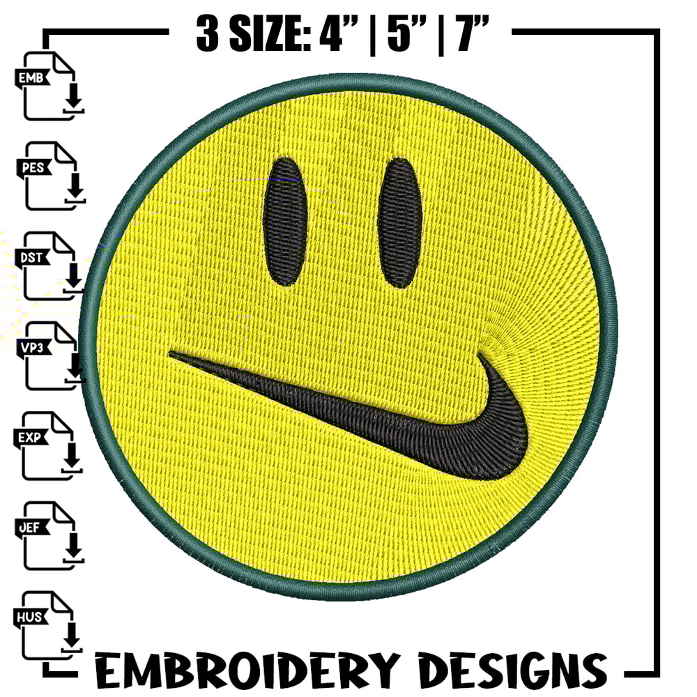 Emoji smile swoosh embroidery design, Emoji embroidery, logo design, embroidery file, logo shirt, Digital download.jpg