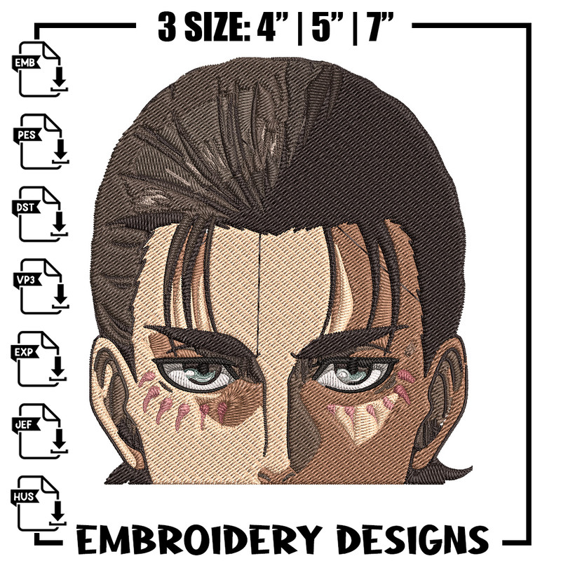 Eren Peeker Embroidery Design, Aot Embroidery, Embroidery File, Anime Embroidery, Anime shirt, Digital download..jpg