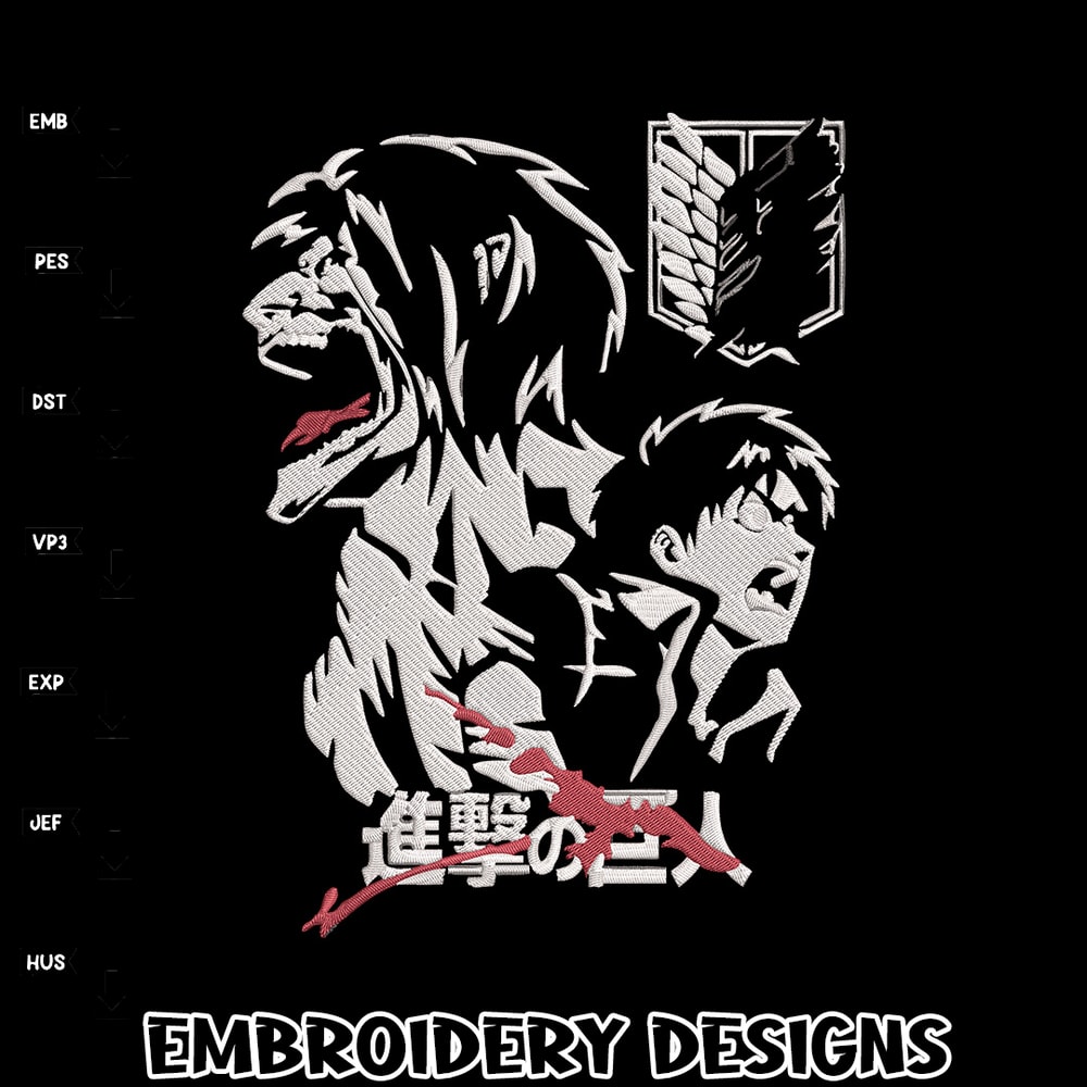Eren poster Embroidery Design, Aot Embroidery, Embroidery File, Anime Embroidery, Anime shirt,Digital download..jpg