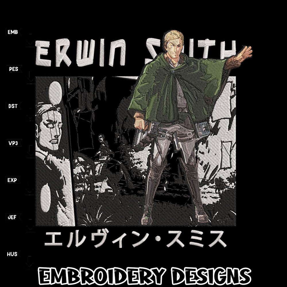 Erwin Smith Embroidery Design, Aot Embroidery, Embroidery File, Anime Embroidery, Anime shirt, Digital download.jpg
