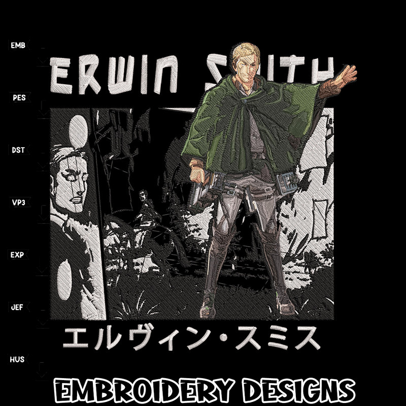 Erwin Smith Embroidery Design, Aot Embroidery, Embroidery File, Anime Embroidery, Anime shirt, Digital download.jpg