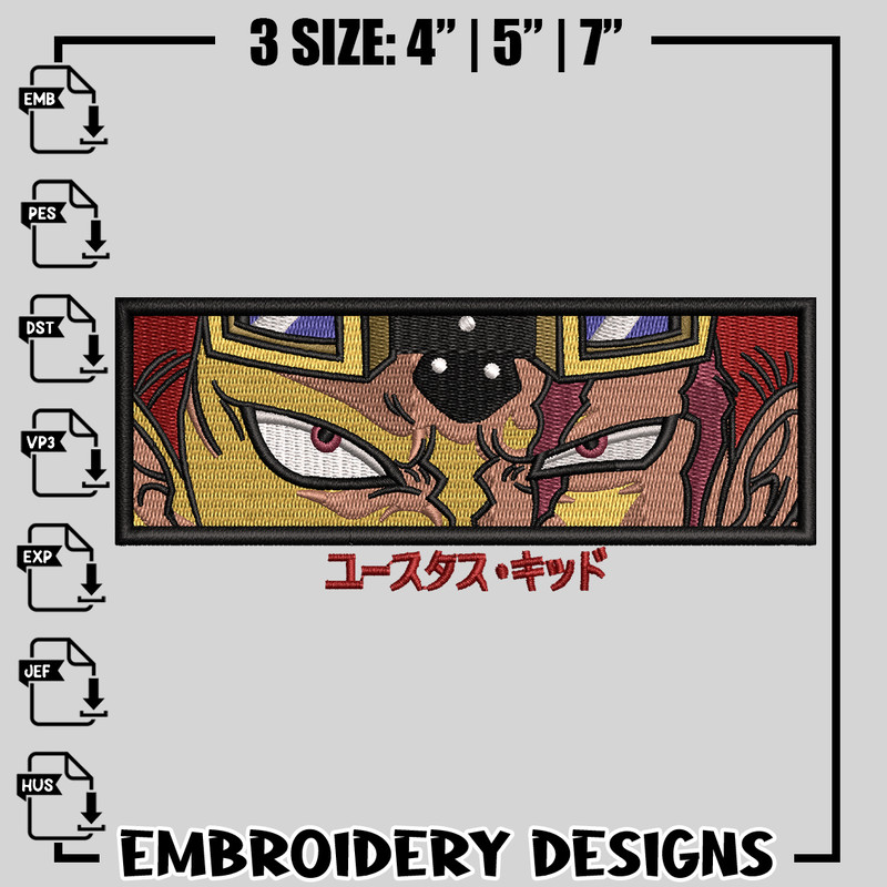 Eustass Kid embroidery design, One Piece embroidery, anime design, logo design, anime shirt, Digital download.jpg