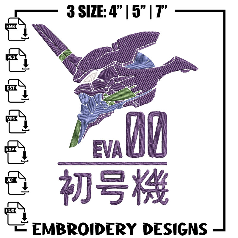 Eva 00 Evangelion Embroidery Design, Evangelion Embroidery,Embroidery File,Anime Embroidery,Anime shirt,Digital download.jpg