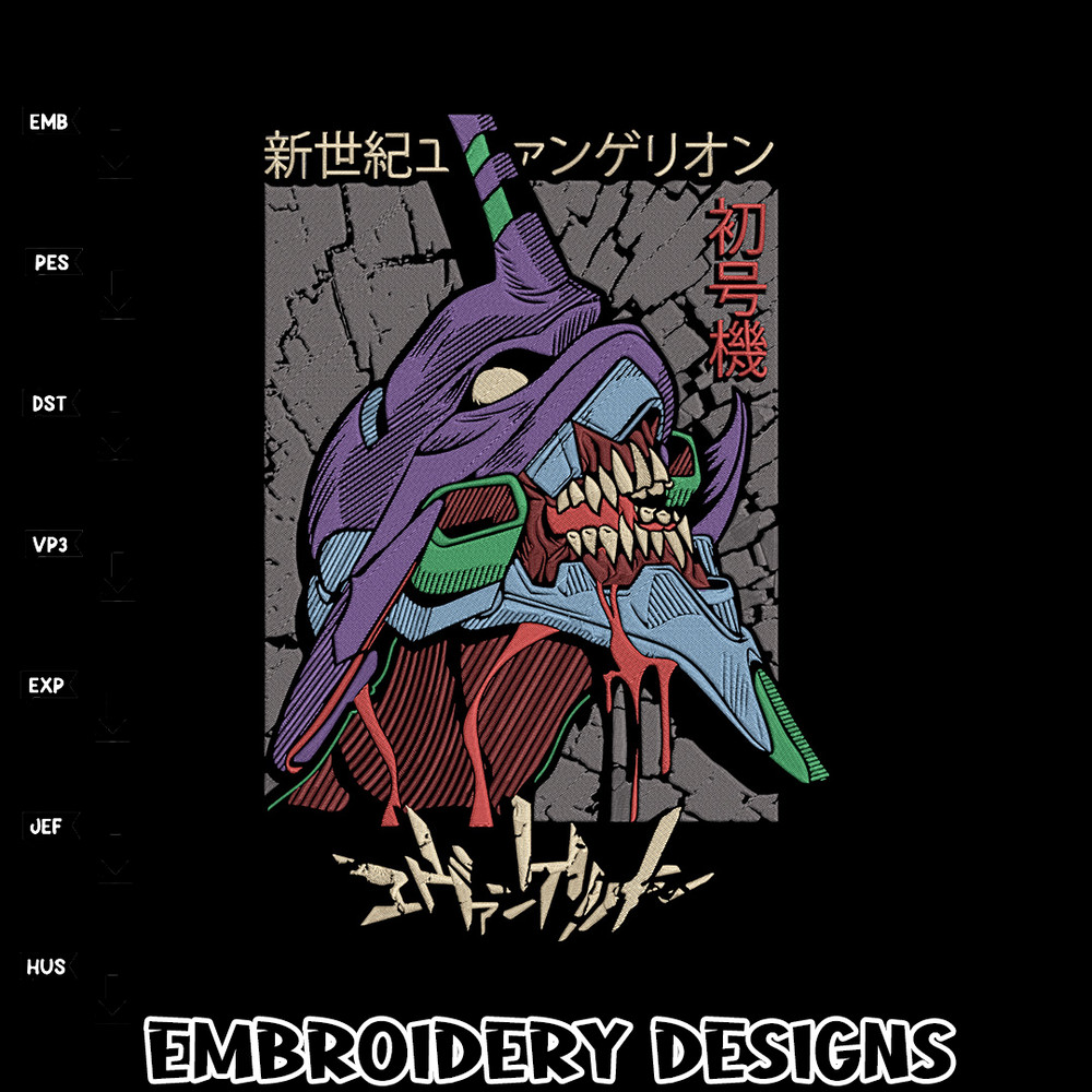 Eva 01 Embroidery Design, Evangelion Embroidery, Embroidery File, Anime Embroidery, Anime shirt, Digital download.jpg