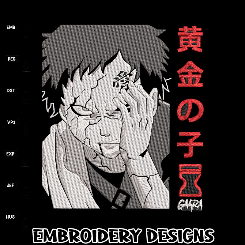 Gaara poster Embroidery Design, Naruto Embroidery, Embroidery File, Anime Embroidery, Anime shirt, Digital download..jpg