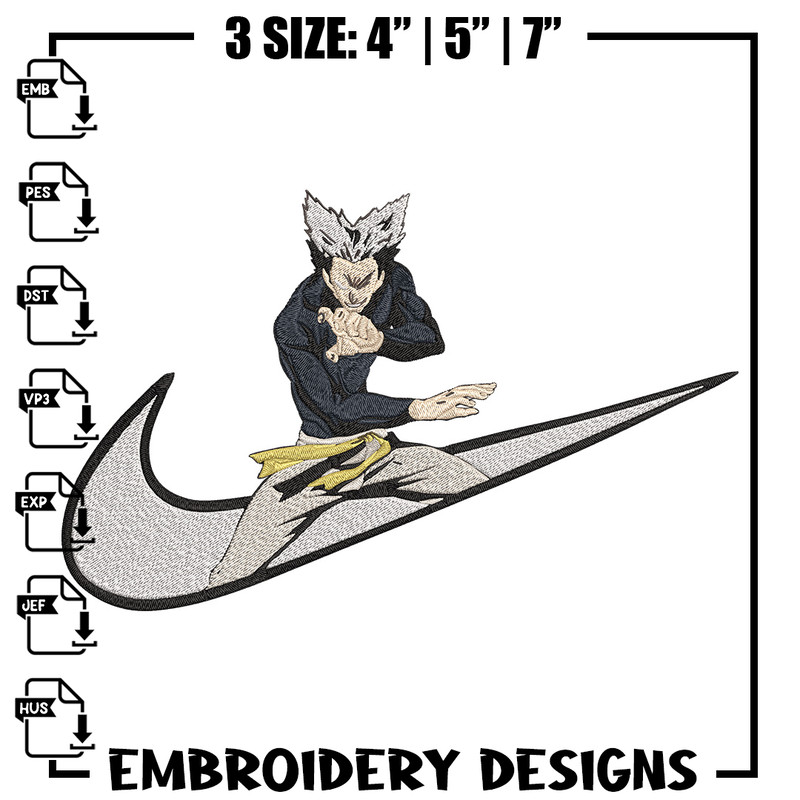 Garou x nike Embroidery Design, One punch man Embroidery, Embroidery File,Nike Embroidery, Anime shirt, Digital download.jpg