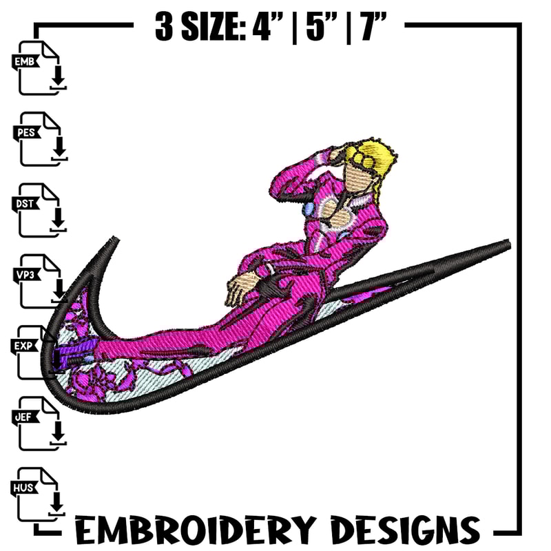 Giorno giovanna nike embroidery design, Giorno giovanna embroidery, Nike design, Embroidery file, digital download..jpg