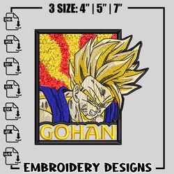 gohan rectangle embroidery design, dragon ball embroidery, anime design, logo design, anime shirt, digital download 1