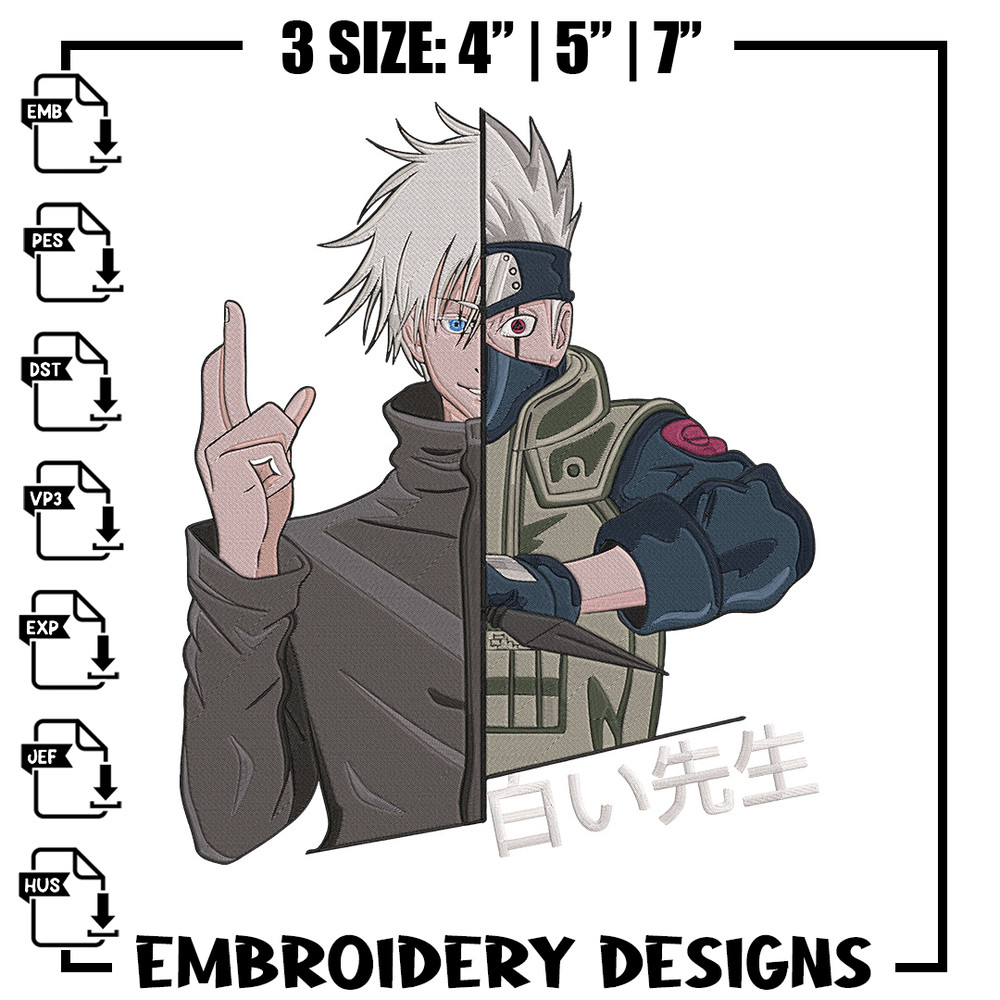 Gojo x kakashi Embroidery Design, Naruto Embroidery, Embroidery File, Anime Embroidery, Anime shirt, Digital download.jpg