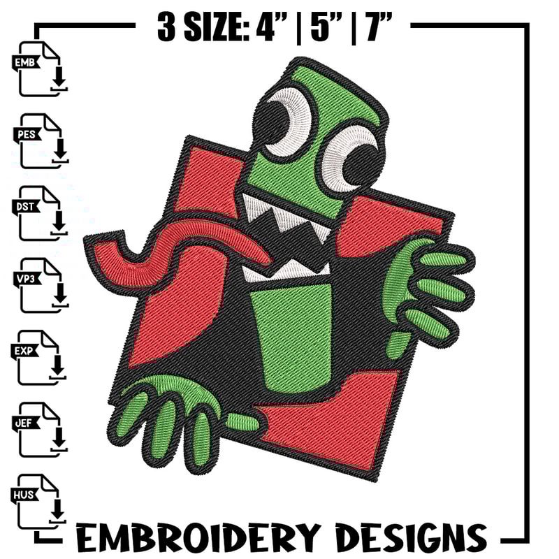 Green Rainbow Embroidery Design, Rainbow Friends Embroidery, Embroidery File, Anime Embroidery, Digital download.jpg