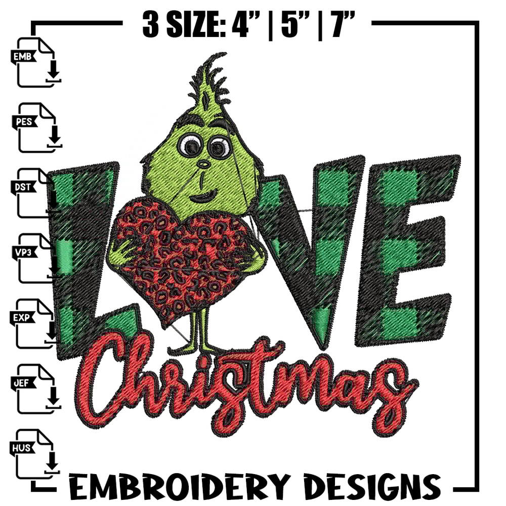 Grinch Love Christmas Embroidery design, Grinch christmas Embroidery, Grinch design, Embroidery file, Instant download..jpg