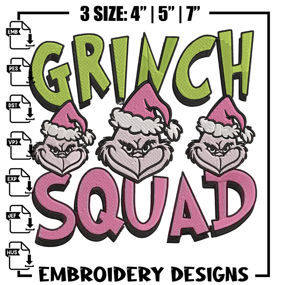 Grinch squad Embroidery Design, Grinch Embroidery, Embroidery File, Chrismas Embroidery, Anime shirt, Digital download..jpg
