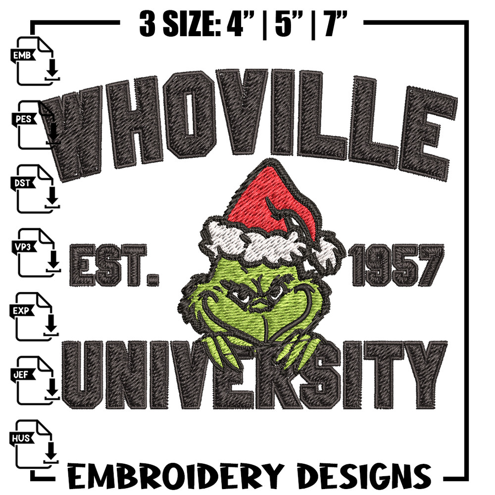 Grinch Whoville University Christmas Embroidery design, Grinch Christmas Embroidery, Grinch design, Digital download.jpg