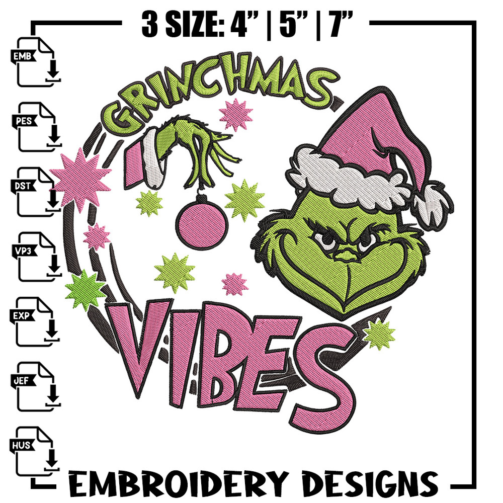 Grinchmas vibes Embroidery Design, Grinch Embroidery, Embroidery File,Chrismas Embroidery, Anime shirt, Digital download.jpg