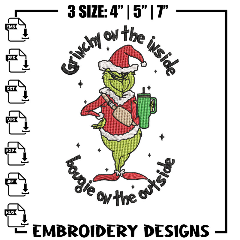 Grinchy Embroidery Design, Grinch Embroidery, Embroidery File, Chrismas Embroidery, Anime shirt, Digital download..jpg
