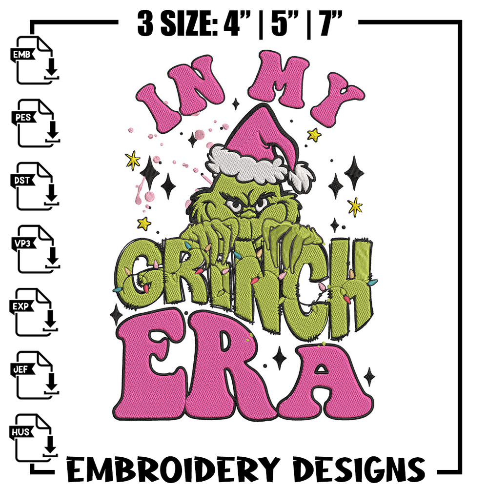Grinchy era Embroidery Design, Grinch Embroidery, Embroidery File,Chrismas Embroidery, Anime shirt, Digital download.jpg