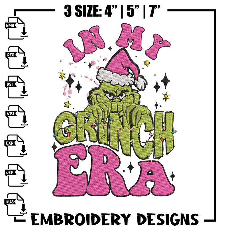 Grinchy era Embroidery Design, Grinch Embroidery, Embroidery File,Chrismas Embroidery, Anime shirt, Digital download.jpg
