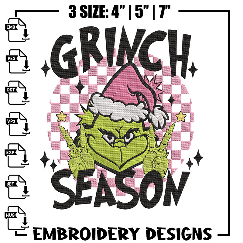 Grinchy season Embroidery Design, Grinch Embroidery, Embroidery File,Chrismas Embroidery, Anime shirt, Digital download.jpg
