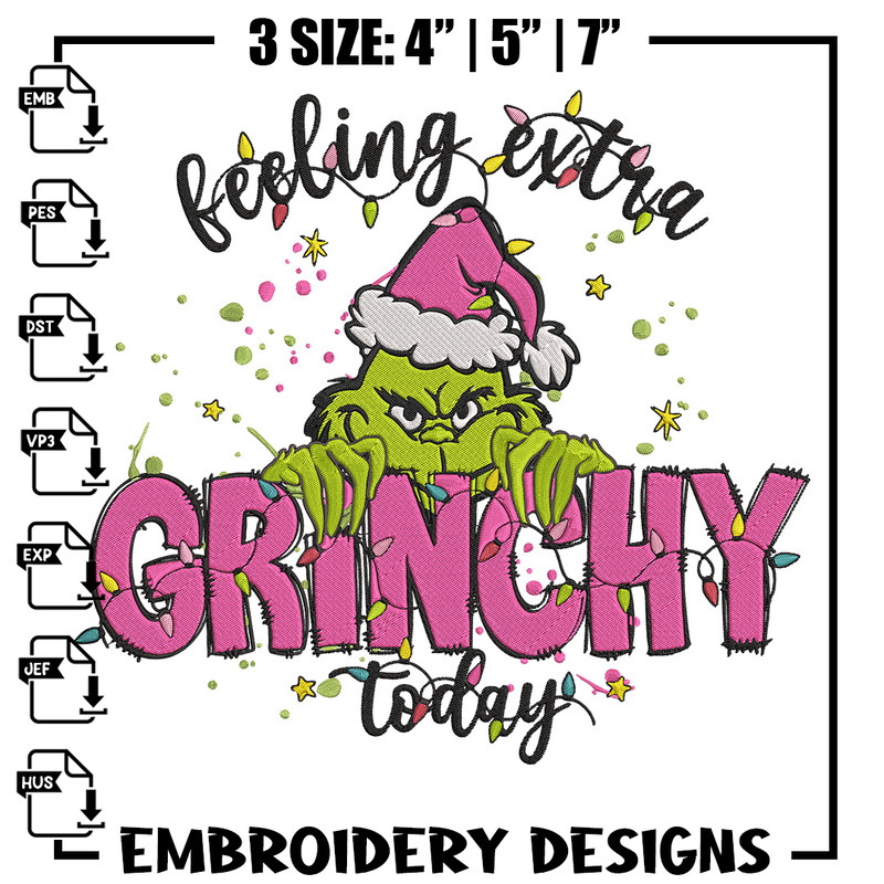 Grinchy today Embroidery Design, Grinch Embroidery, Embroidery File,Chrismas Embroidery, Anime shirt, Digital download.jpg