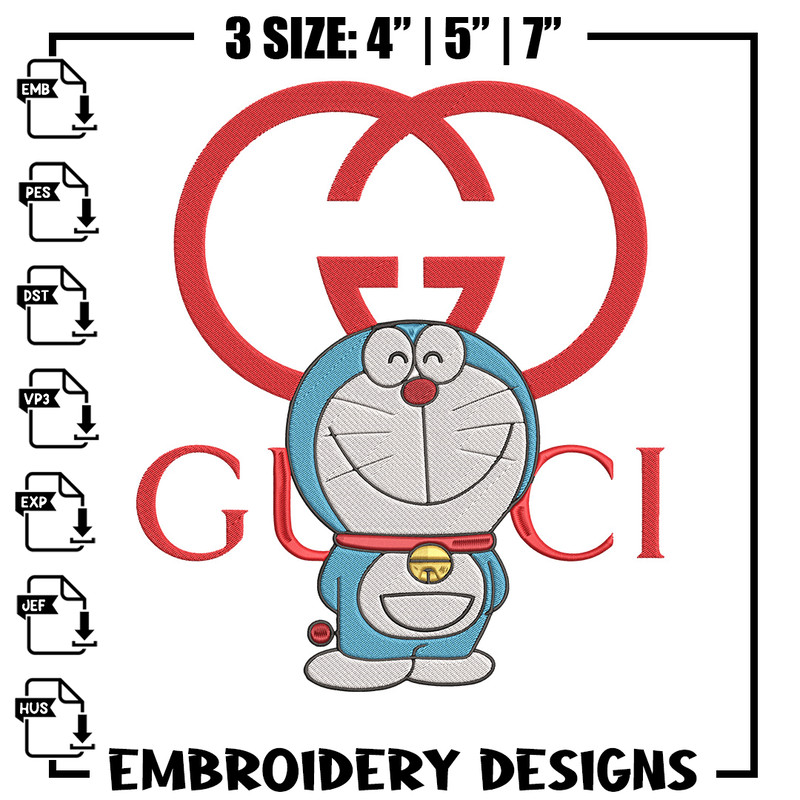 Gucci doraemon Embroidery Design, Doraemon Embroidery, Embroidery File, Gucci Embroidery, Anime shirt, Digital download.jpg