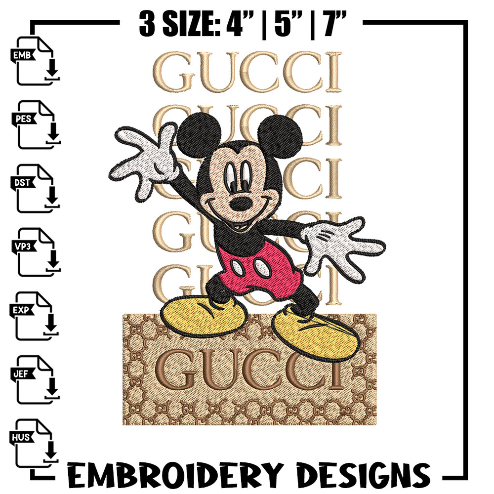Gucci Mickey Mouse Embroidery design, Gucci Embroidery, Disney design, Embroidery File, cartoon shirt, Digital download..jpg
