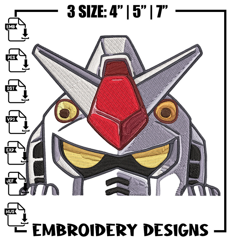 Gundam Peeker Embroidery Design, Gundam Embroidery, Embroidery File, Anime Embroidery, Anime shirt, Digital download..jpg