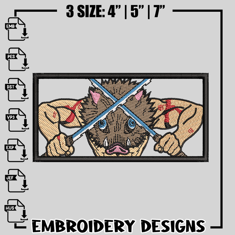 Hashibira Inosuke embroidery design, Kimetsu no Yaiba embroidery, anime design, logo design, Digital download.jpg