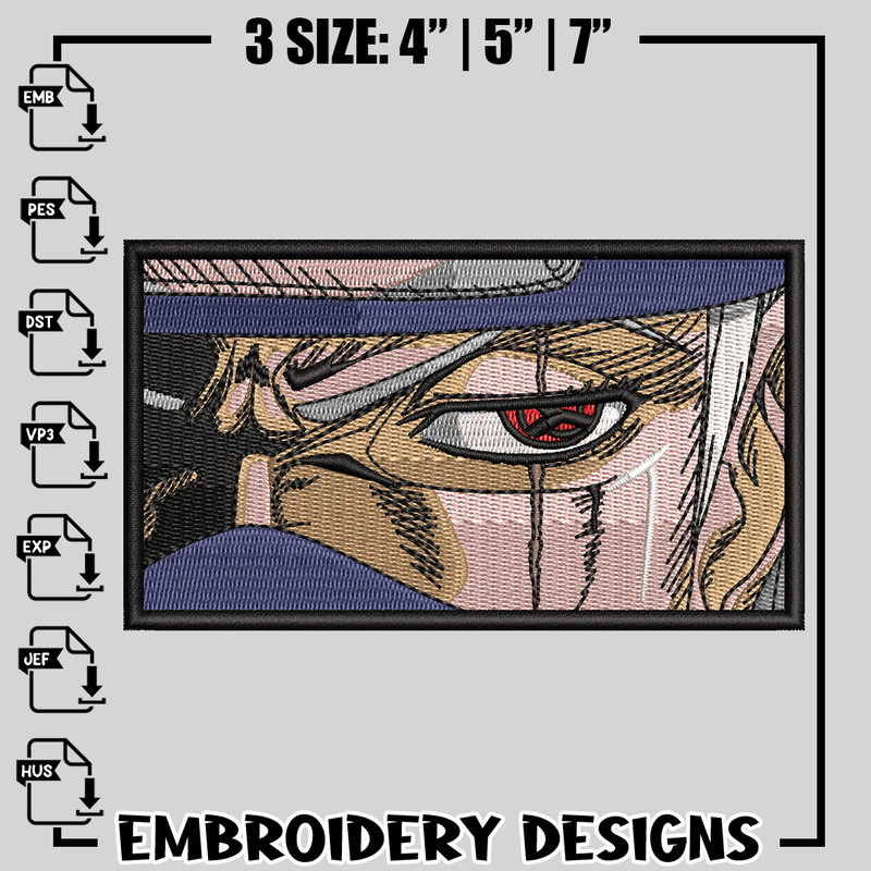 Hatake Kakashi embroidery design, Naruto embroidery, Embroidery shirt, anime design, anime shirt, Instant download.jpg