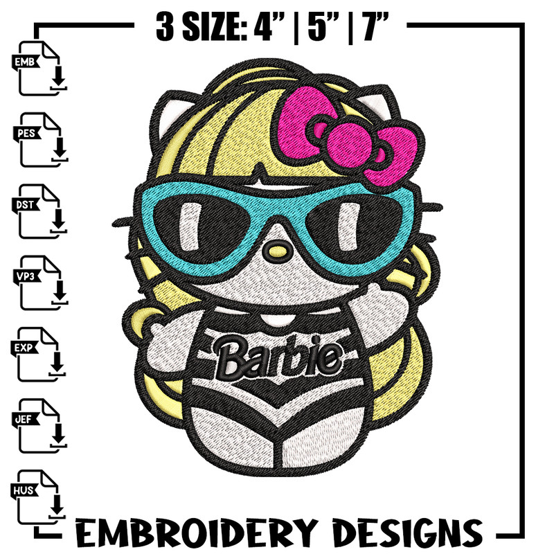 Hello Kitty Barbie Embroidery design, Hello Kitty Barbie Embroidery, logo design, Embroidery File, Digital download..jpg