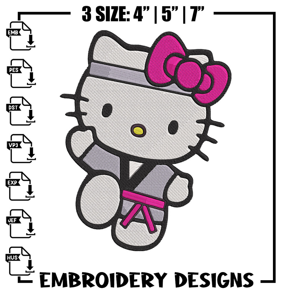 Hello kitty Taekwondo Embroidery Design, Hello kitty Embroidery, Embroidery File, Anime Embroidery, Digital download.jpg
