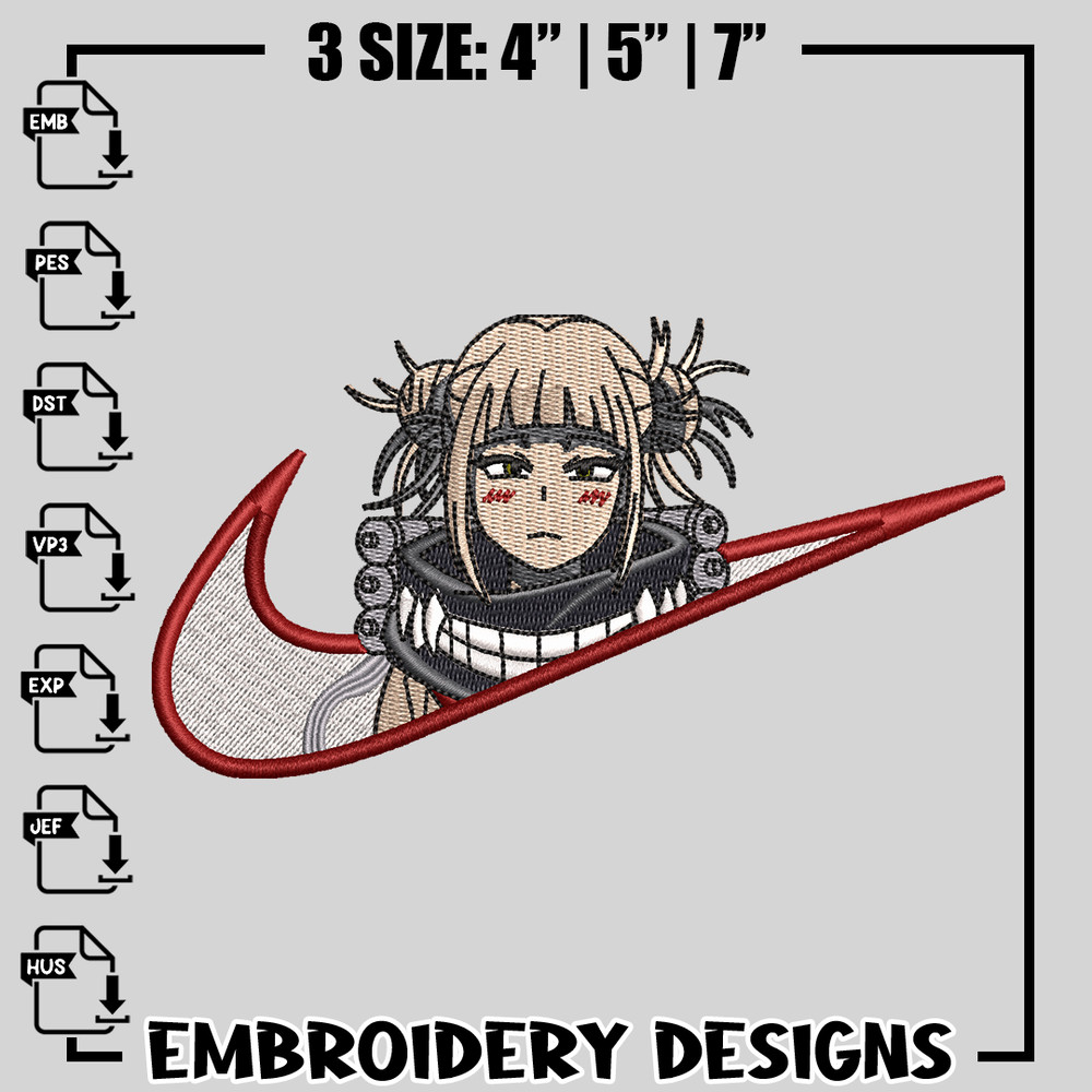 Himiko Toga nike embroidery design, my hero academia embroidery, anime nike design, anime shirt, Digital download.jpg