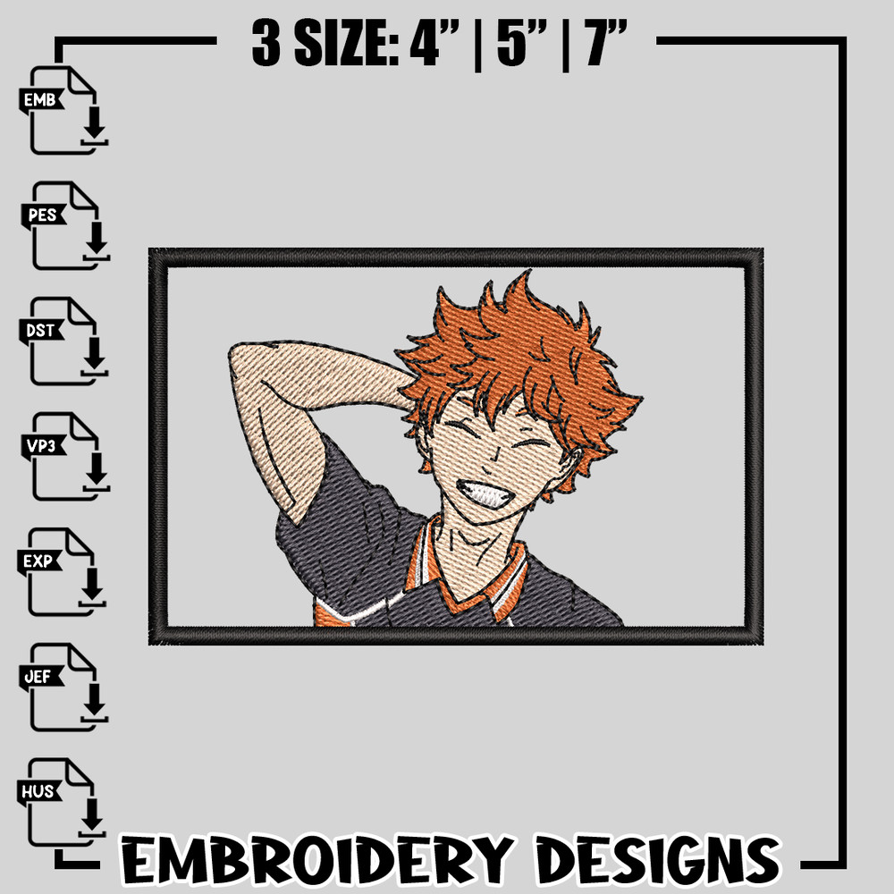 Hinata Shouyou embroidery design, haikyuu embroidery, anime design, logo design, anime shirt, Digital download.jpg
